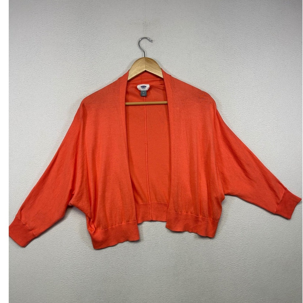 Casual Minimalist Old Navy Women M Orange Open Front Batwing Cardigan